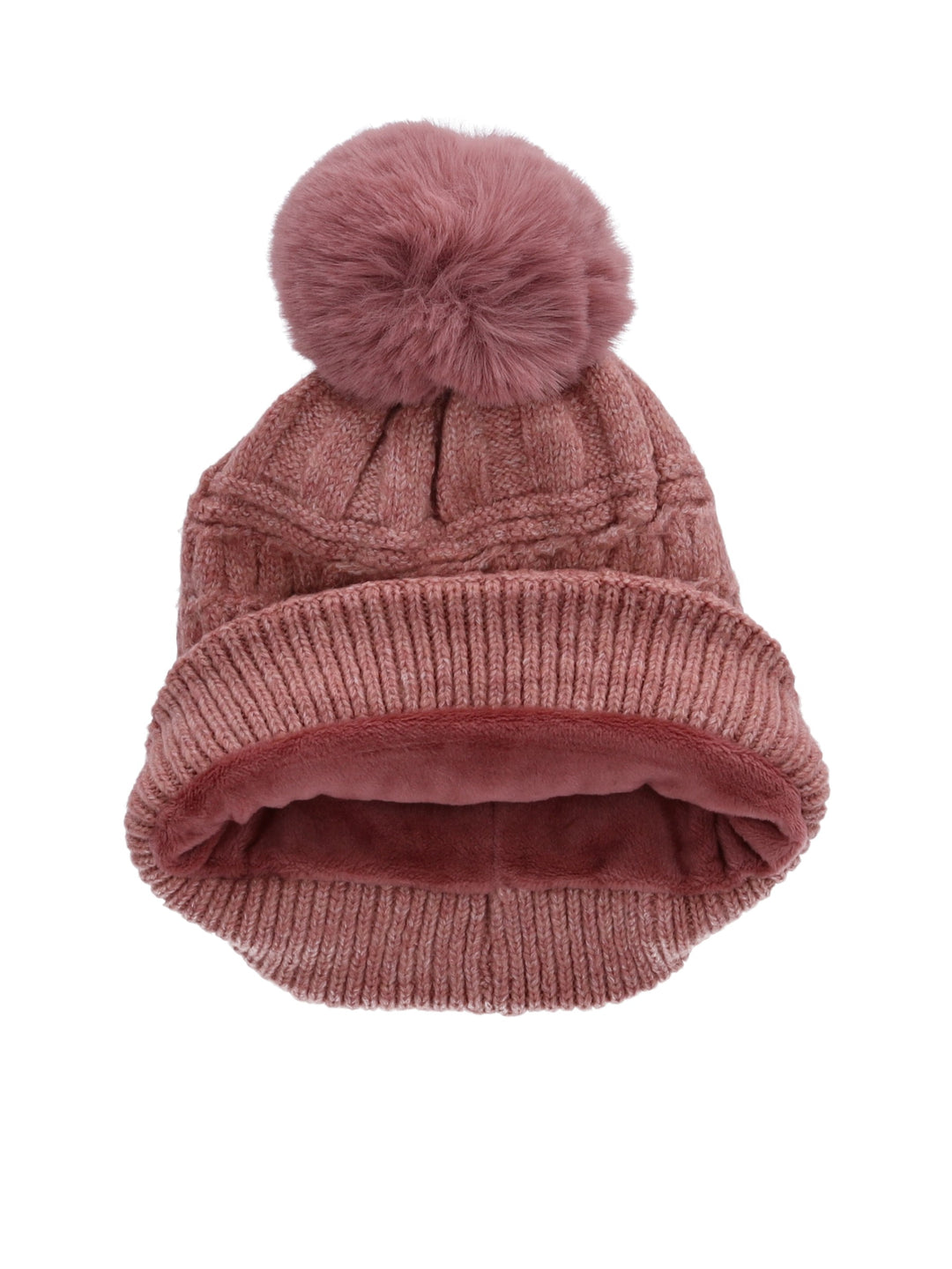 Strickmütze Bommel Fleecegefüttert