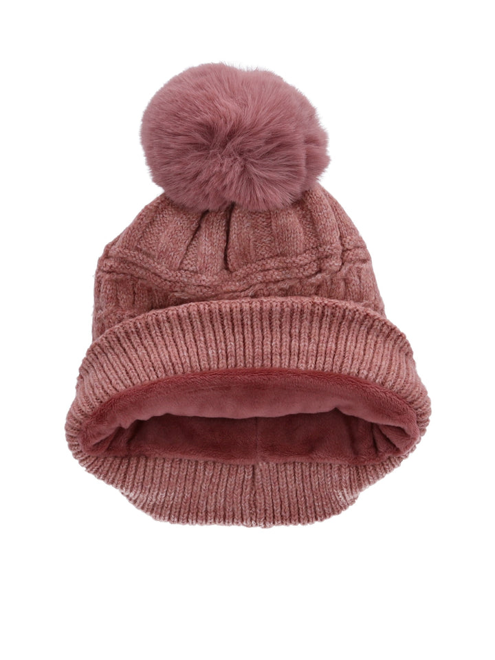 Strickmütze Bommel Fleecegefüttert