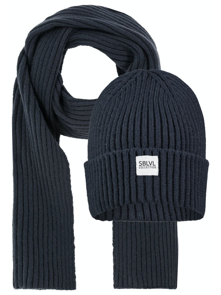Unisex SET Schal und Beanie mit Badge