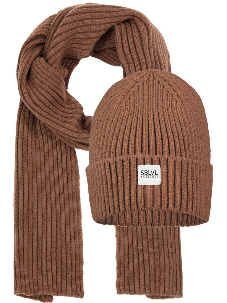 Unisex SET Schal und Beanie mit Badge